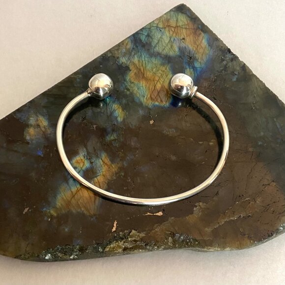 Sterling Silver 925 10MM Removable Bead Ball Cuff Charm Bracelet Sz 6.75" - Picture 8 of 16